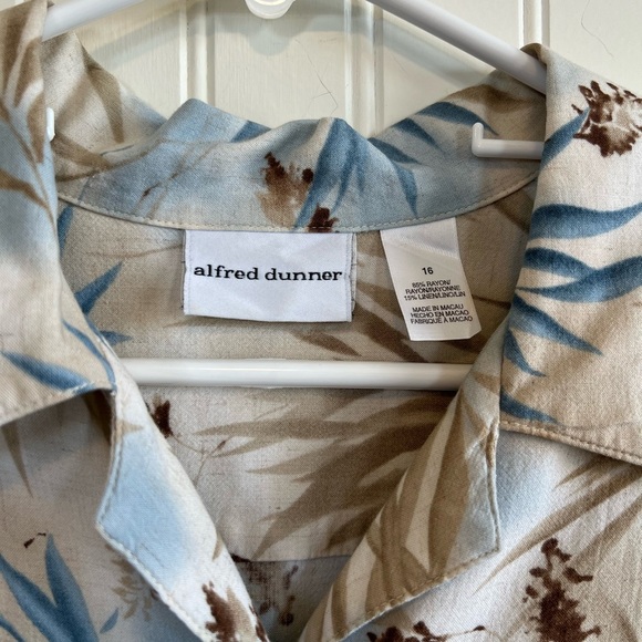 Alfred Dunner vintage button up scalloped hem women’s size 16 linen blend - Picture 3 of 7
